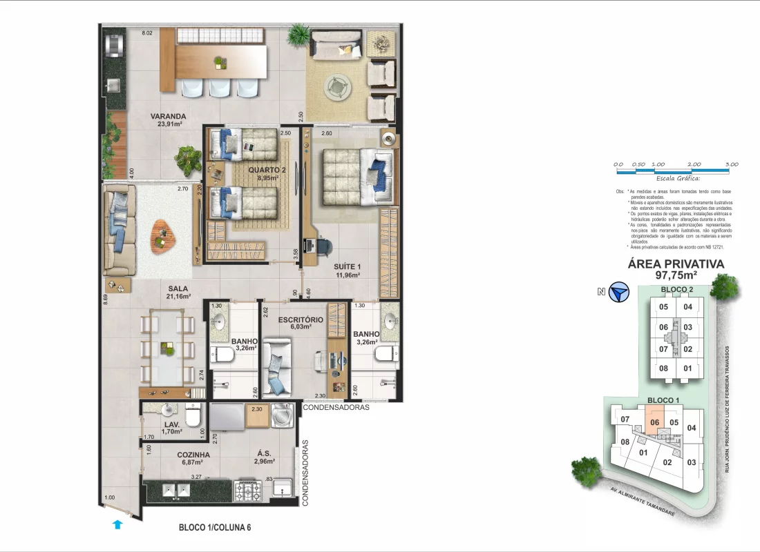 APARTAMENTO TIPO • BLOCO 01 • COLUNA 06